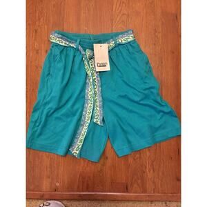 Capacity NWT vintage Shorts Tie off Teal Shorts 80s Costal Size S